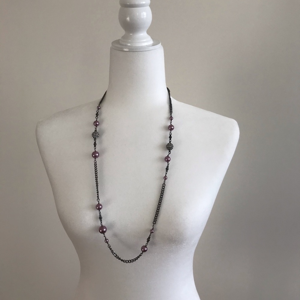 J. Crew Long Purple Pearl Necklace
